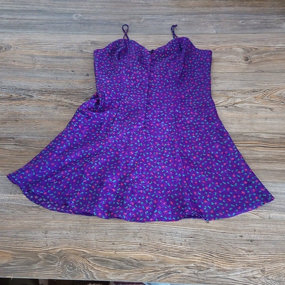 Vintage Silky Patterned Colorful VS Nightie Lingerie Flowy Mini Dress - Picture 2 of 16